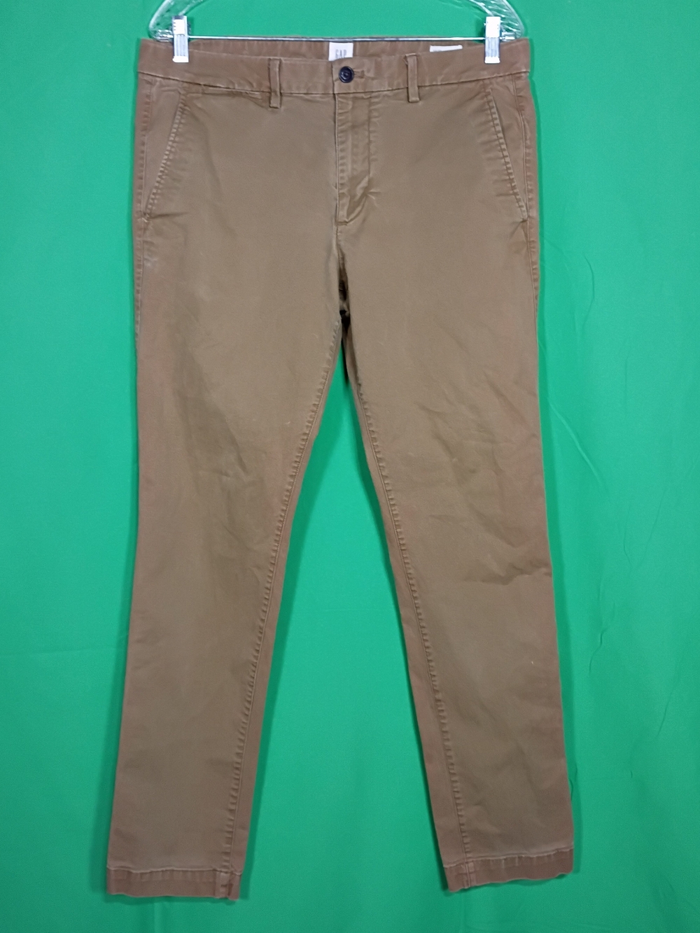 Gap Mens 34 x 32 Slim Fit Brown Chino Jeans 5 Pockets Mid Rise Straight Leg